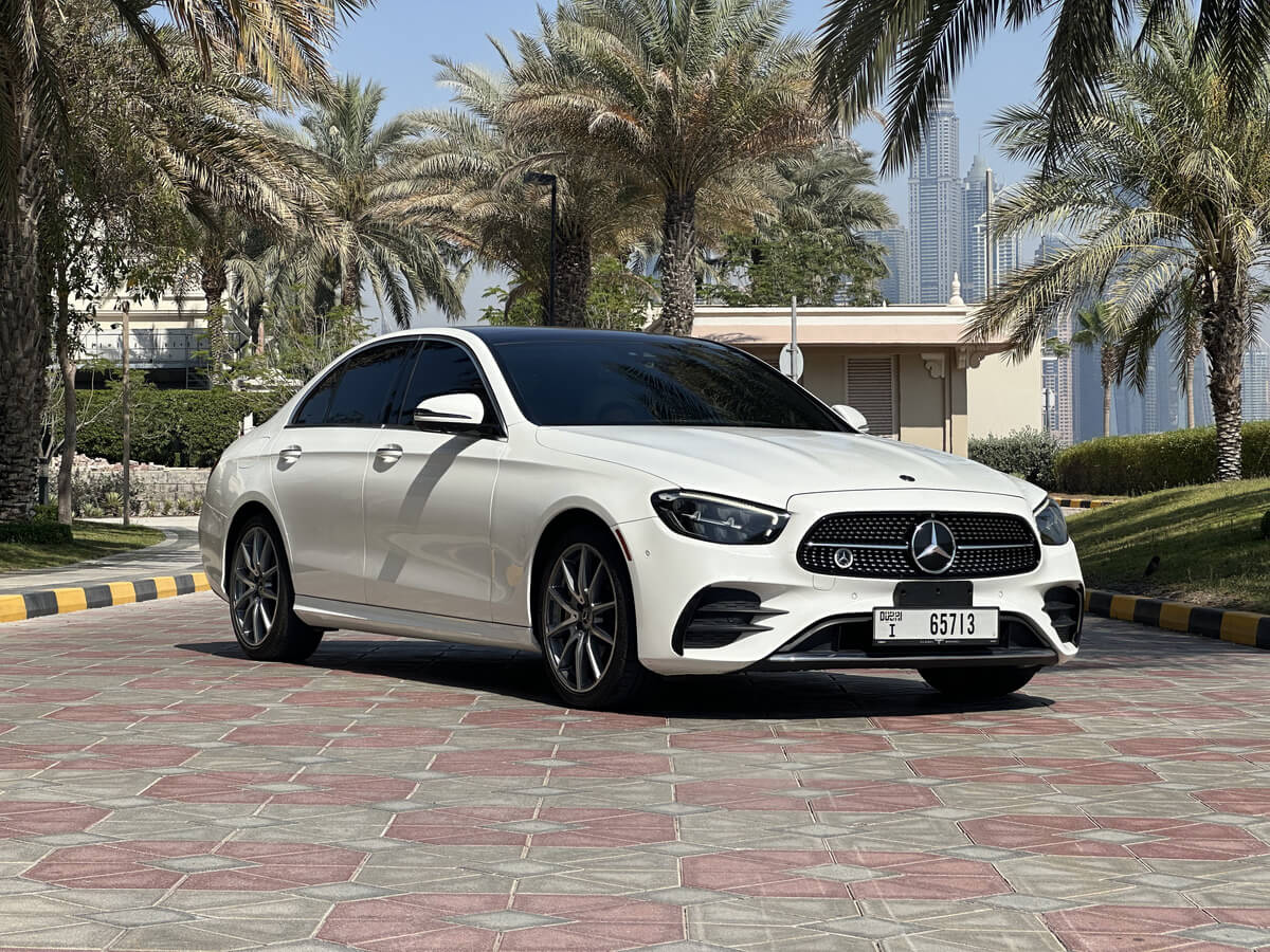Mercedes-Benz AMG E350 front view showcasing its sleek and dynamic design